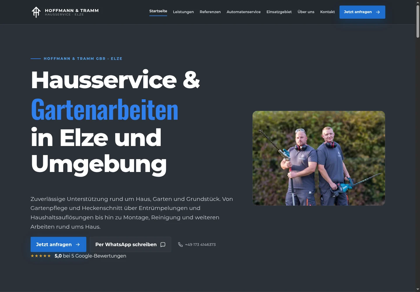 Startseite von Hoffmann & Tramm GbR mit Hausservice und Gartenarbeiten in Elze