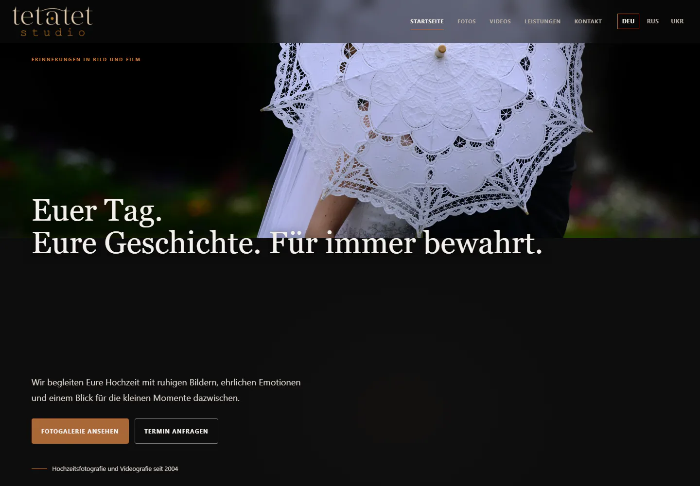 Startseite der neu gestalteten Website von tetatet Studio